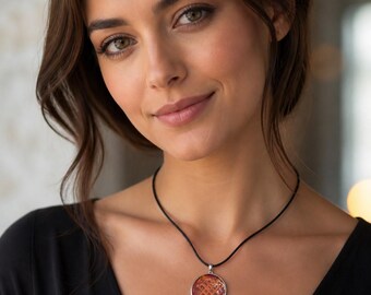 Pendant Necklace Whimsical Handmade Jeweled under Resin NEC120