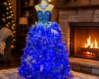 Mannequin Mosaic Sculpture handmade Christmas & year round Sapphire Blue MA103