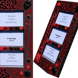 Black and Red Face Mosaic Picture Frame Handmade Look Great in your Home FR105 image 5