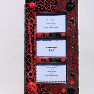 Black and Red Face Mosaic Picture Frame Handmade Look Great in your Home FR105 image 4
