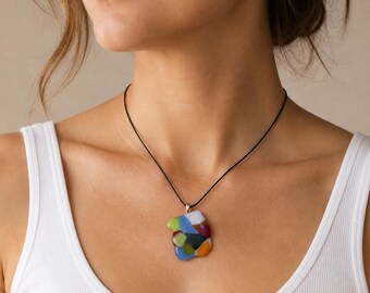 Pendant Necklace Whimsical Handmade Wispy Glass fused together NEC102