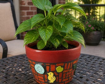 Flower Pot Planter Handmade Tiles & Glass Chili Tiles Mosaic Planter F252