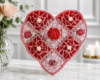 Heart and Roses for Valentine Art Handmade Would Look Great in your Home PL111