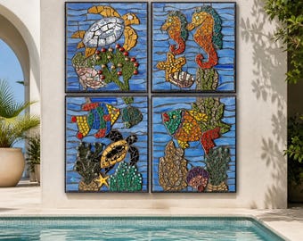 Fish Wall Art ( 4 Panel wall Art for your Wall by your Swimming Pool PL113