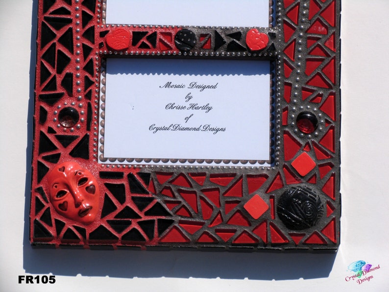 Black and Red Face Mosaic Picture Frame Handmade Look Great in your Home FR105 image 3