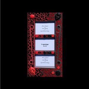 Black and Red Face Mosaic Picture Frame Handmade Look Great in your Home FR105 image 1