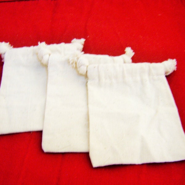 Soap Nuts wash bags. Set of 3 (4"x4" cotton-muslin fabric)