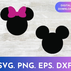 Mickey Mouse and Minnie Mouse SVG, PNG,  Instant Download, Cricut and Silhouette Mickey head