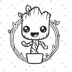 Baby Groot Outline SVG, PNG,  Instant Download, Cricut and Silhouette Guardians of the Galaxy