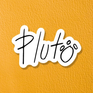 Stickers, Pluto Sticker, Character Signature Sticker, Vinyl Decals, Laptop Stickers, Planner Stickers, Disney Sticker