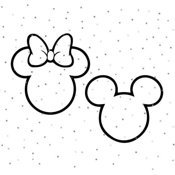 Mickey Mouse and Minnie Mouse Outline SVG,  Instant Download, Cricut and Silhouette Mickey head / Minnie Head