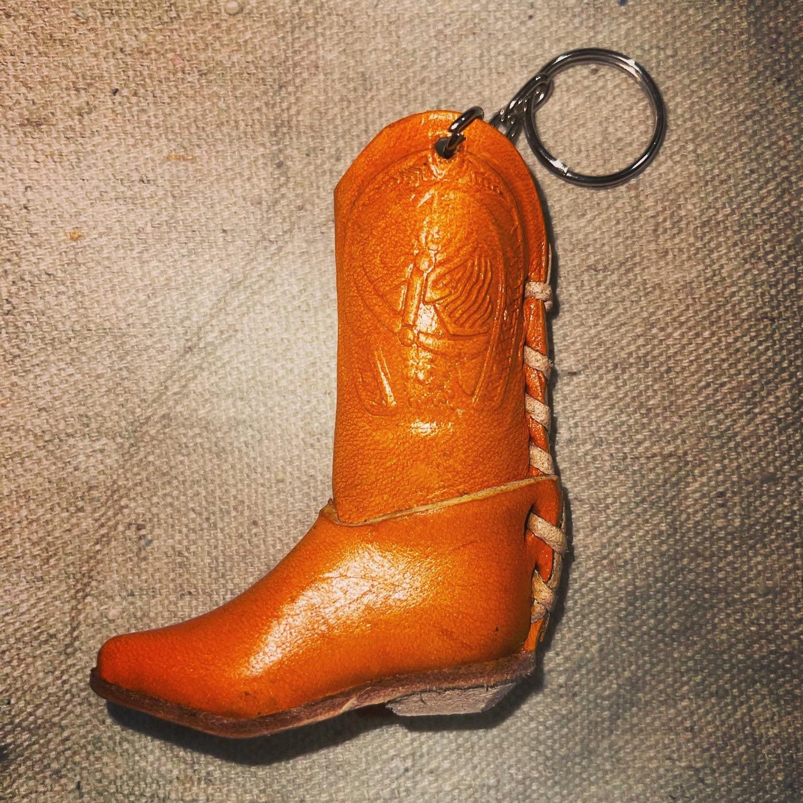 Leather Cowboy Boot Lighter Case Keychain Key Ring Etsy