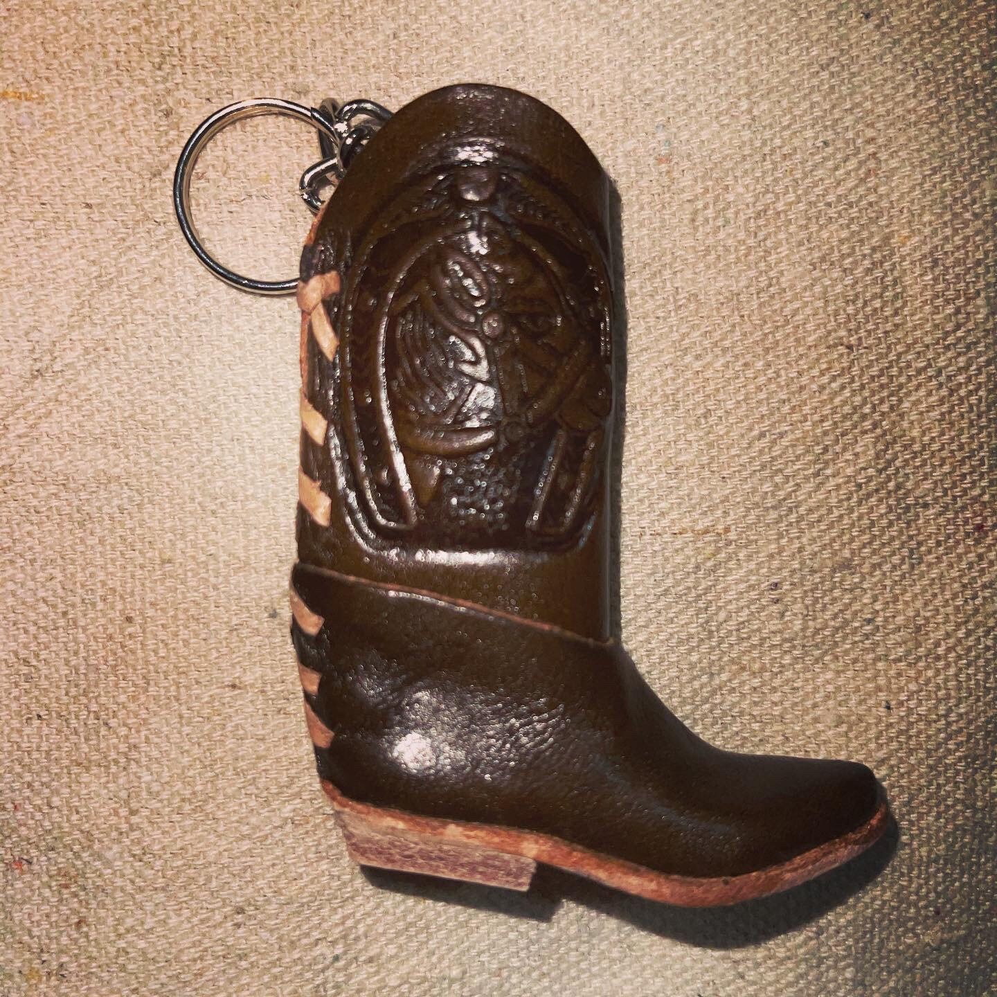 Leather Cowboy Boot Lighter Case Keychain Key Ring Etsy