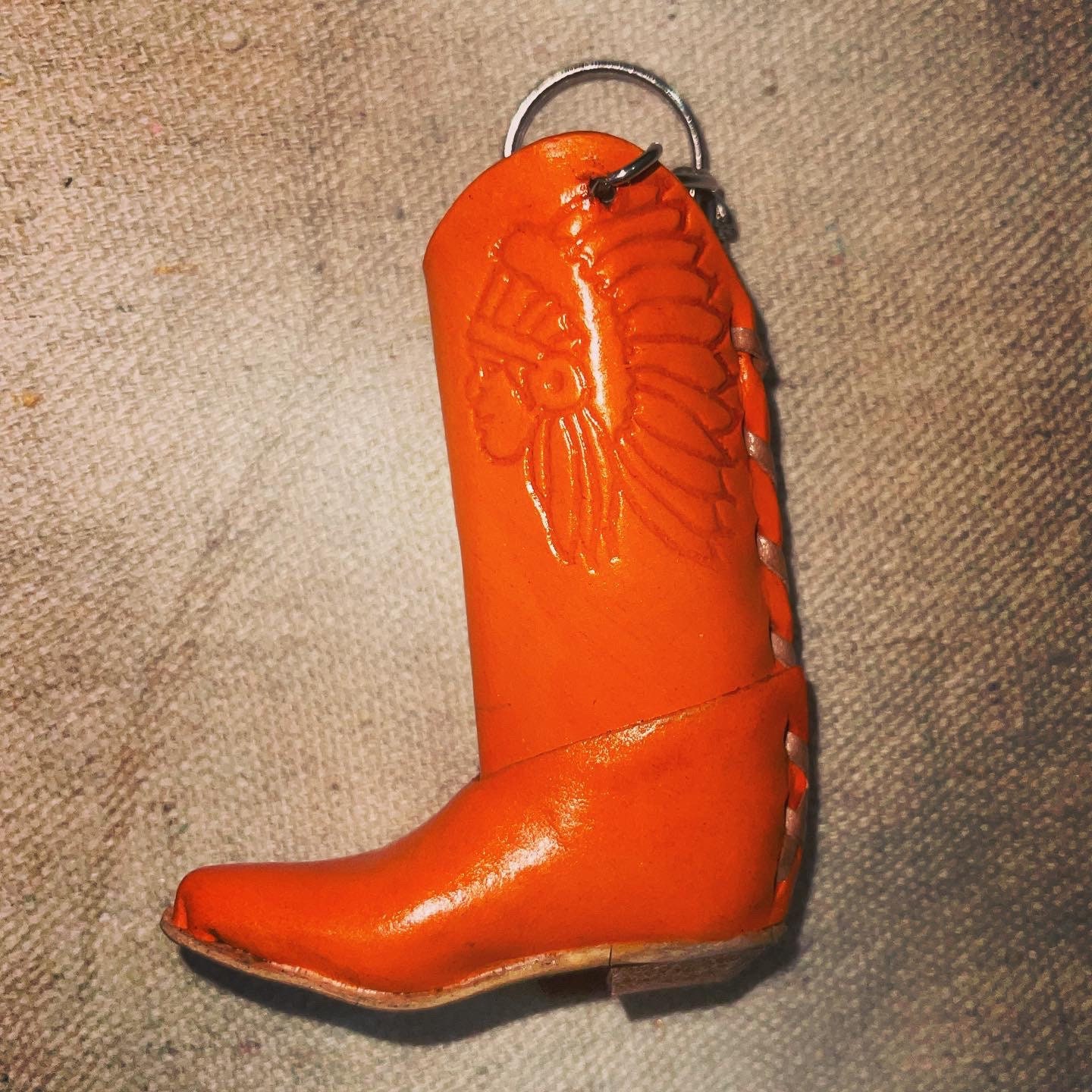 Leather Cowboy Boot Lighter Case Keychain Key Ring Etsy