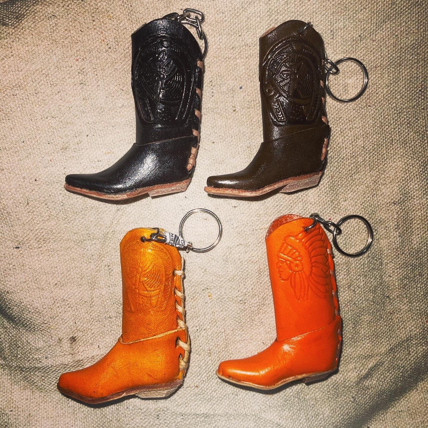 Leather Cowboy Boot Lighter Case Keychain Key Ring Etsy