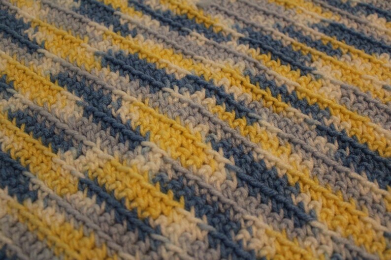 Baby blue and yellow baby blanket Crochet Etsy