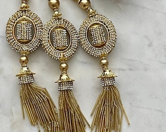 Clearance* Golden Paranda with Glass Beads Hanging Latkans Parandi Parandey Punjabi Themed Weddings Phulkari Patiala Sangeet Mehendi Maiyoon