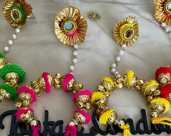 10 x Hathphools in Assorted Colours Gana/ Gaaney/Dosti Gana/Maiyan/Dholki/ Mayoon/Mehndi Henna/Giveaways/Ethnic wristbands Kalire