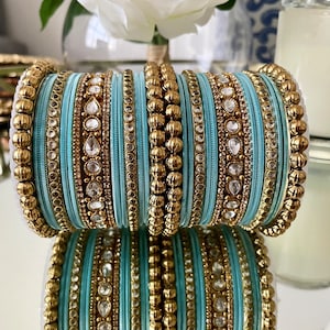 Beautiful Bangles Jewellery Bridal Bangle Stack Wedding Pastel Colours Kundan Bangle-set Fashion Jewellery image 4