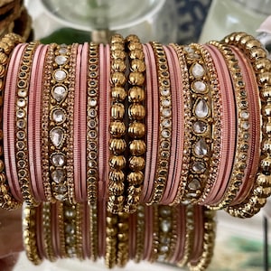 Beautiful Bangles Jewellery Bridal Bangle Stack Wedding Pastel Colours Kundan Bangle-set Fashion Jewellery image 1