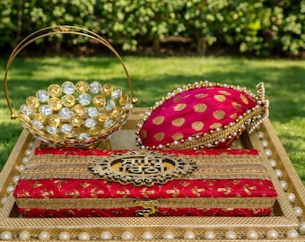 Sikh Wedding Sahe Chithi Invitation Set | Punjabi Wedding Ritual Tray | Gurmukhi Sahe Chitthi | Groom Family Invite Ceremony