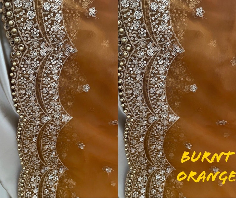 NB Orange Net Sequin Dupatta/Chunni
