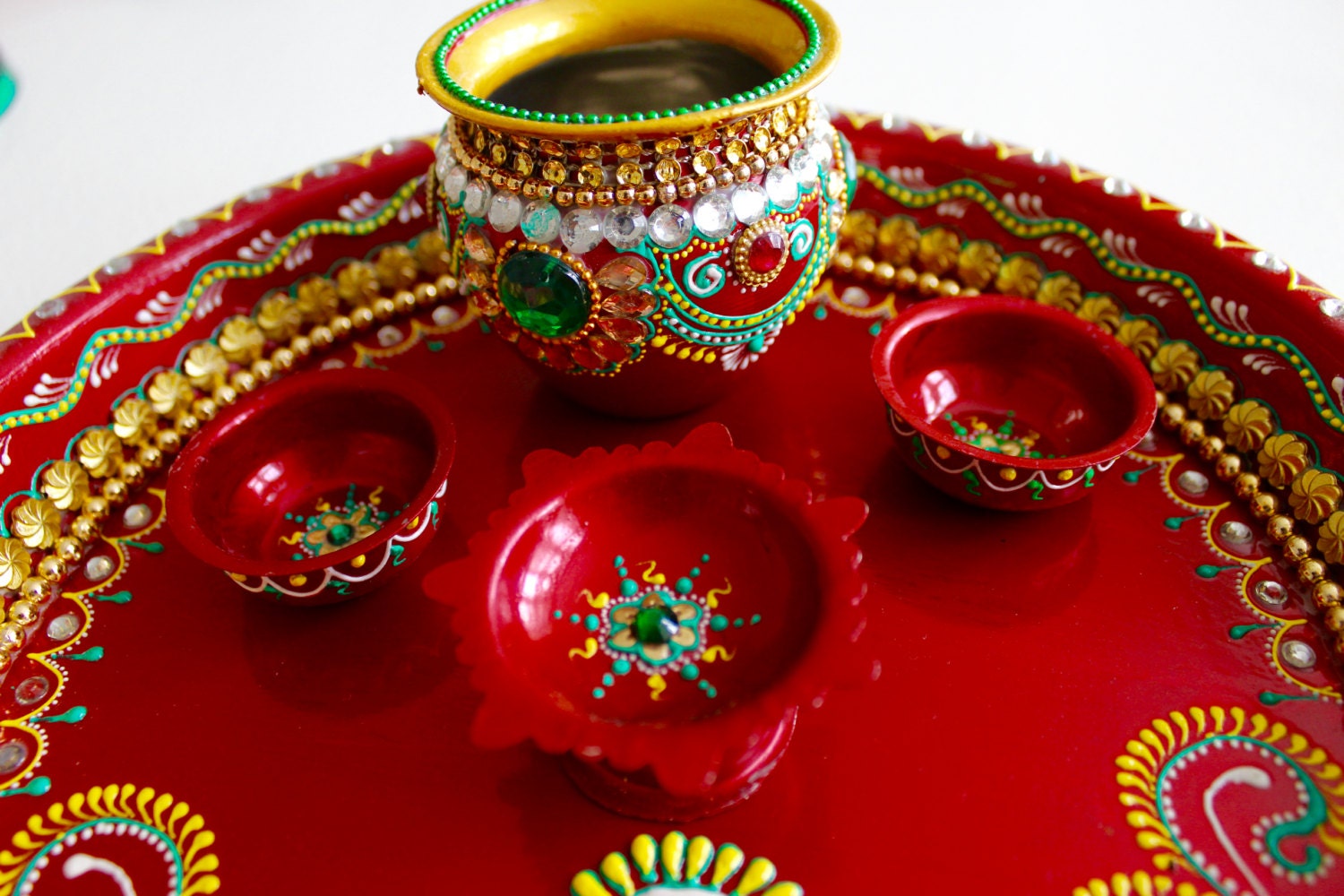 Messing-Puja Thali Set – 23 Cm, Für Rituale, Hochzeit, Diwali & Geschenke