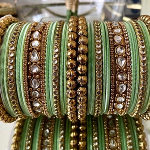 Beautiful Bangles Jewellery Bridal Bangle Stack Wedding Pastel Colours Kundan Bangle-set Fashion Jewellery image 5