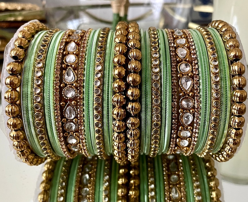 Beautiful Bangles Jewellery Bridal Bangle Stack Wedding Pastel Colours Kundan Bangle-set Fashion Jewellery image 5