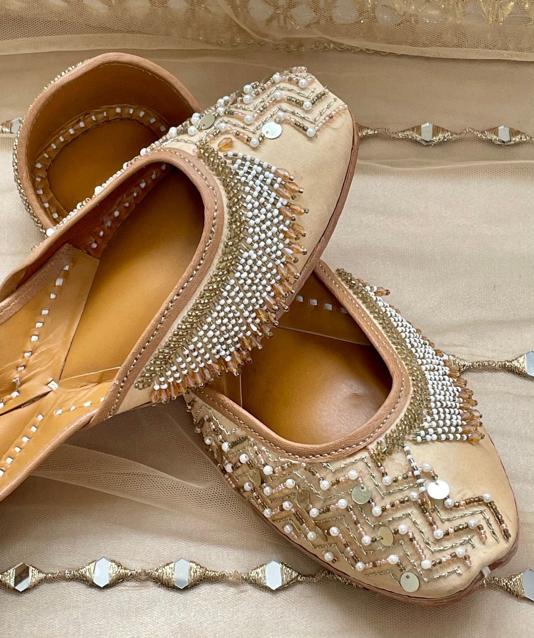 Nude Juttis Punjabi Jooti Moving Tassel Women Shoes Khussa Etsy