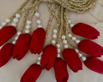 Granate, rojo oscuro, estampado floral Paranda, satén, estilo floral, ligero*/ Dos estilos para elegir