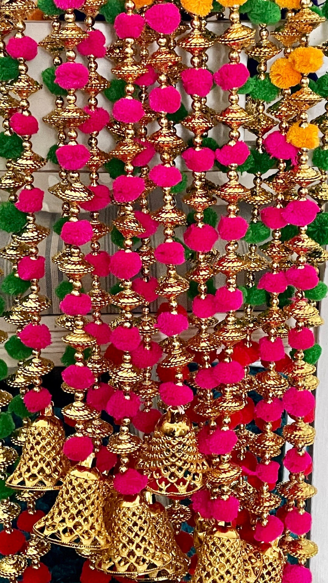 Pom Pom Hanging Strings: Diwali Mehndi Wedding Decor - 5ft Drop - Etsy