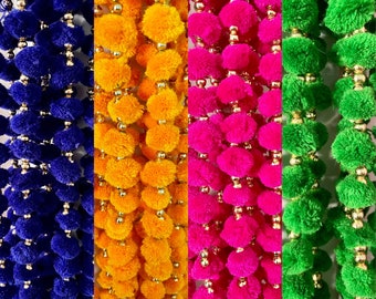 10 Hanging Latkans for Home Decor Front Door Diwali Wedding 5 Feet Long Pom Poms Beads Bells Latkans Various Colours and Designs