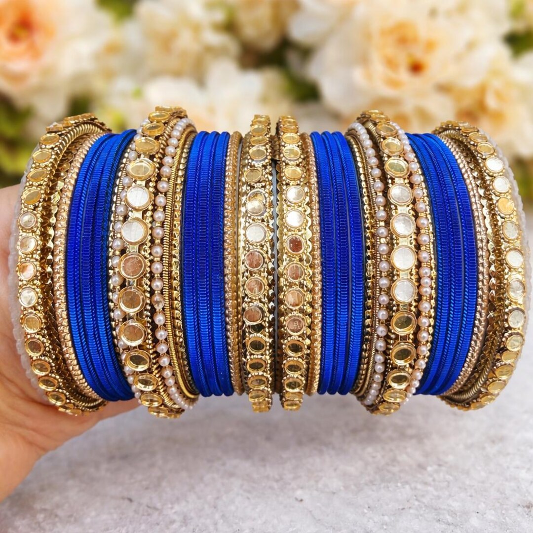 Indian Bangle Stack: Mirror Effect Metal Fashion Jewelry Set - Etsy