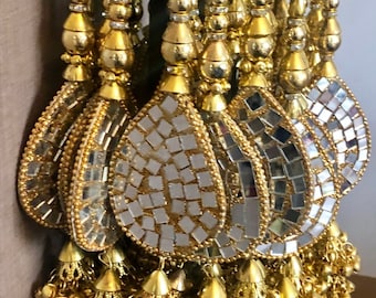 Clearance* Small Mirrors Gold Paranda Parandi Parandey Punjabi Themed Weddings Phulkari Patiala Sangeet Mehendi Maiyoon
