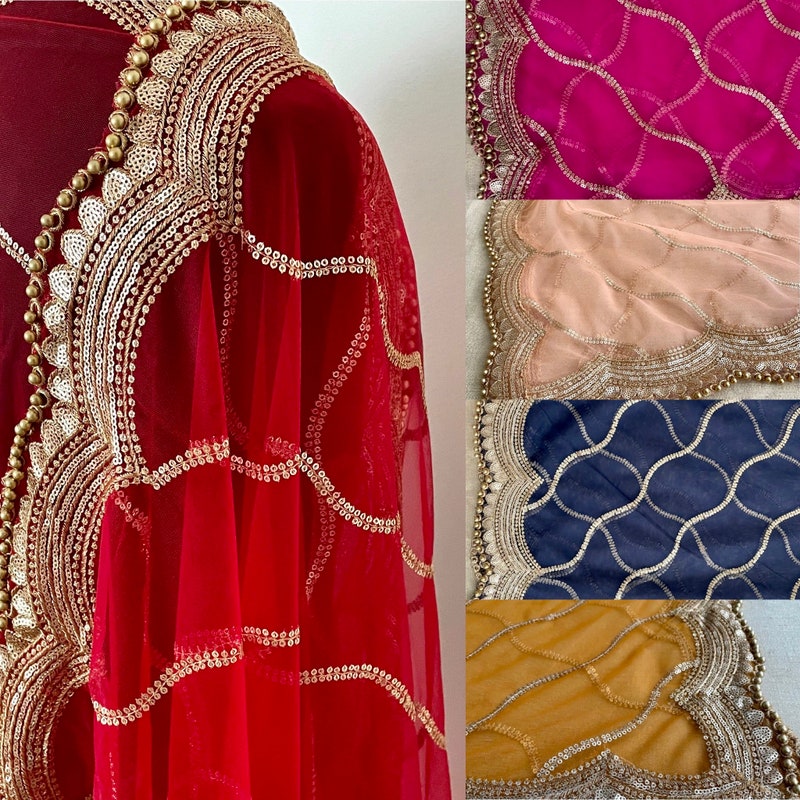 NB Orange Net Sequin Dupatta/Chunni main image 0