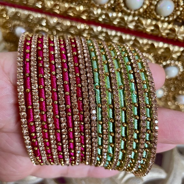 Silk Thread Bangles Indian Bangles Stack Various colours and Sizes available