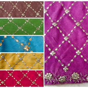Chinon Gota Foil Patchwork Duppatta Bufanda Chunni Chunri Odhni Bodas Karwachauth Diwali Temporada festiva Mehendi Dressing