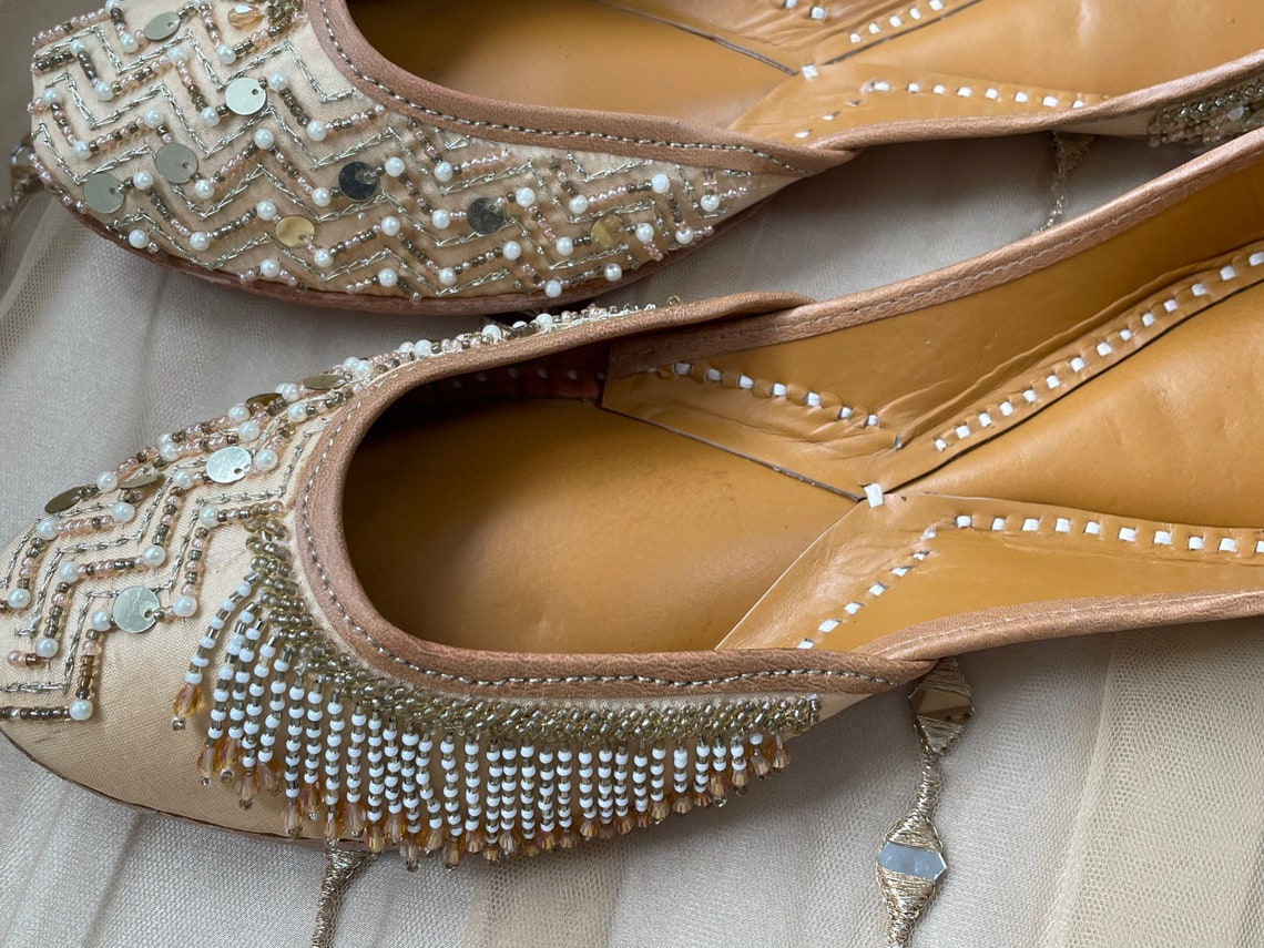 Nude Juttis Punjabi Jooti Moving Tassel Women Shoes Khussa Etsy