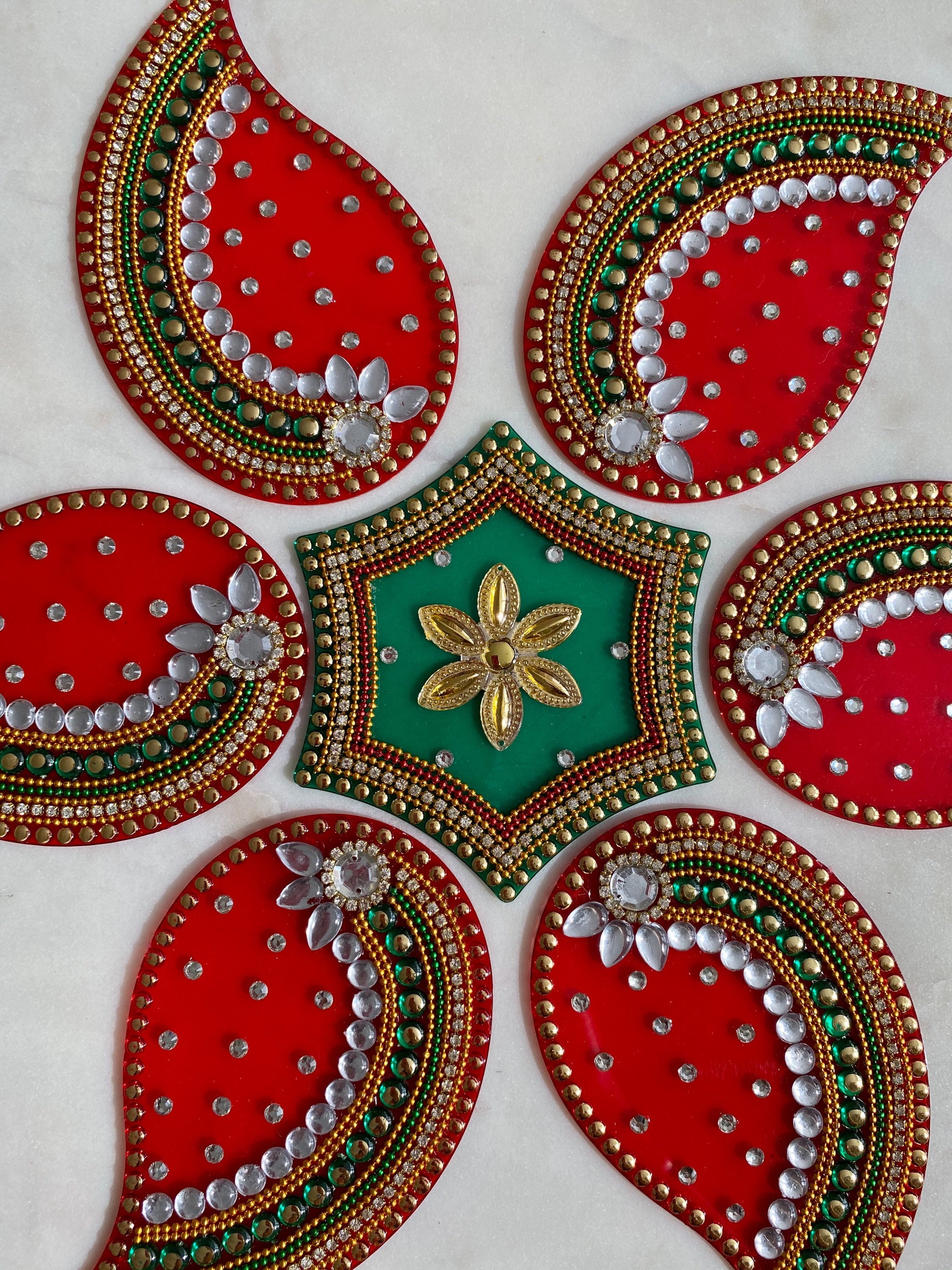 Seven Pieces Rangoli Floor Art Weddings New Home Navratri Etsy