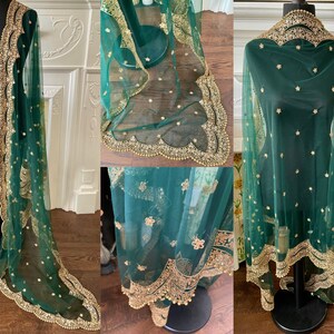 Luxury Grey Net Sequin Scallop Edge Dupatta/Chunni (SE1) main image 0