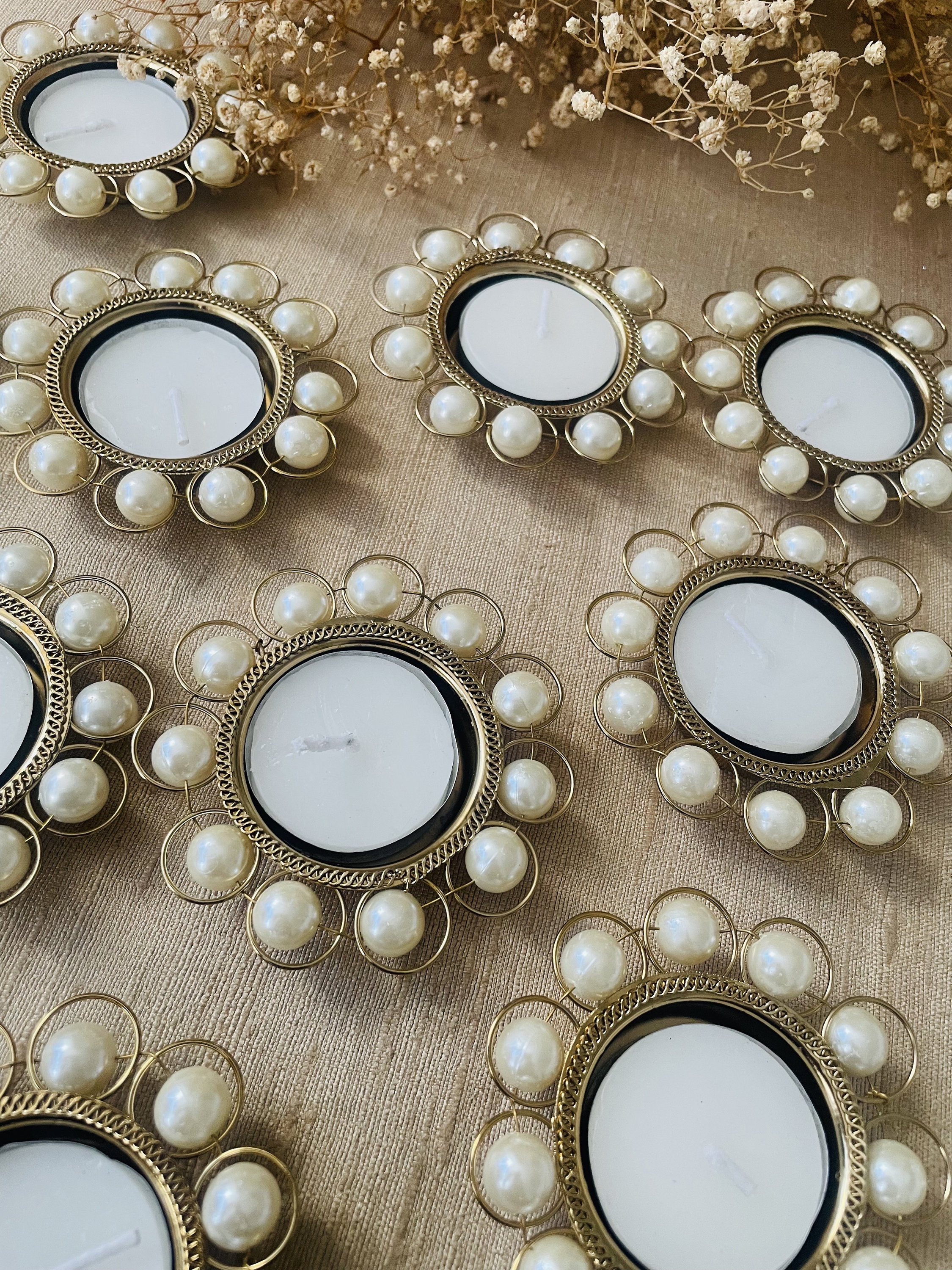 Metal Crystal Diya Holders