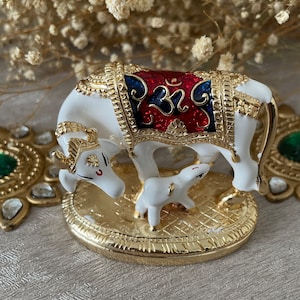 Figurine vache et veau kamdhenu : Diwali Pooja, Shri Krishna, Govinda