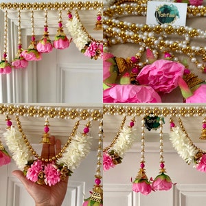 Diwali Weddings Toran Thoran Thiran Banderwal Door Hanging Flowers Pearl Diwali Decoration Pink