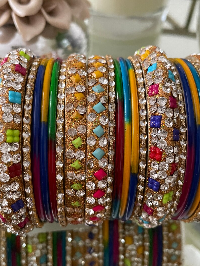 Multi Indian Bangle Stack Jewellery Bangles Set With Jewelled - Etsy