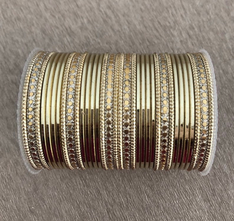 Jewellery Metal Kundan|Set For 2 Hands|34 Bangles 10 Colours Teej Eid Diwali Karwachauth Indian Bangles Set