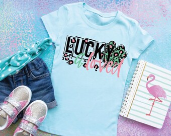 St. Patrick’s Day Shirt, Luck & Loved Leopard, Children’s clothing, St Paddys Day Shirt, Shamrock, Lucky Charm, Holiday shirts