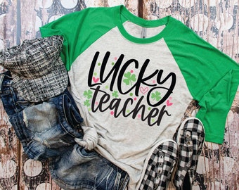 Lucky Teacher, St. Patrick’s Day Shirt, Children’s clothing, St Paddys Day Shirt, Shamrock, Lucky Charm, Holiday shirts