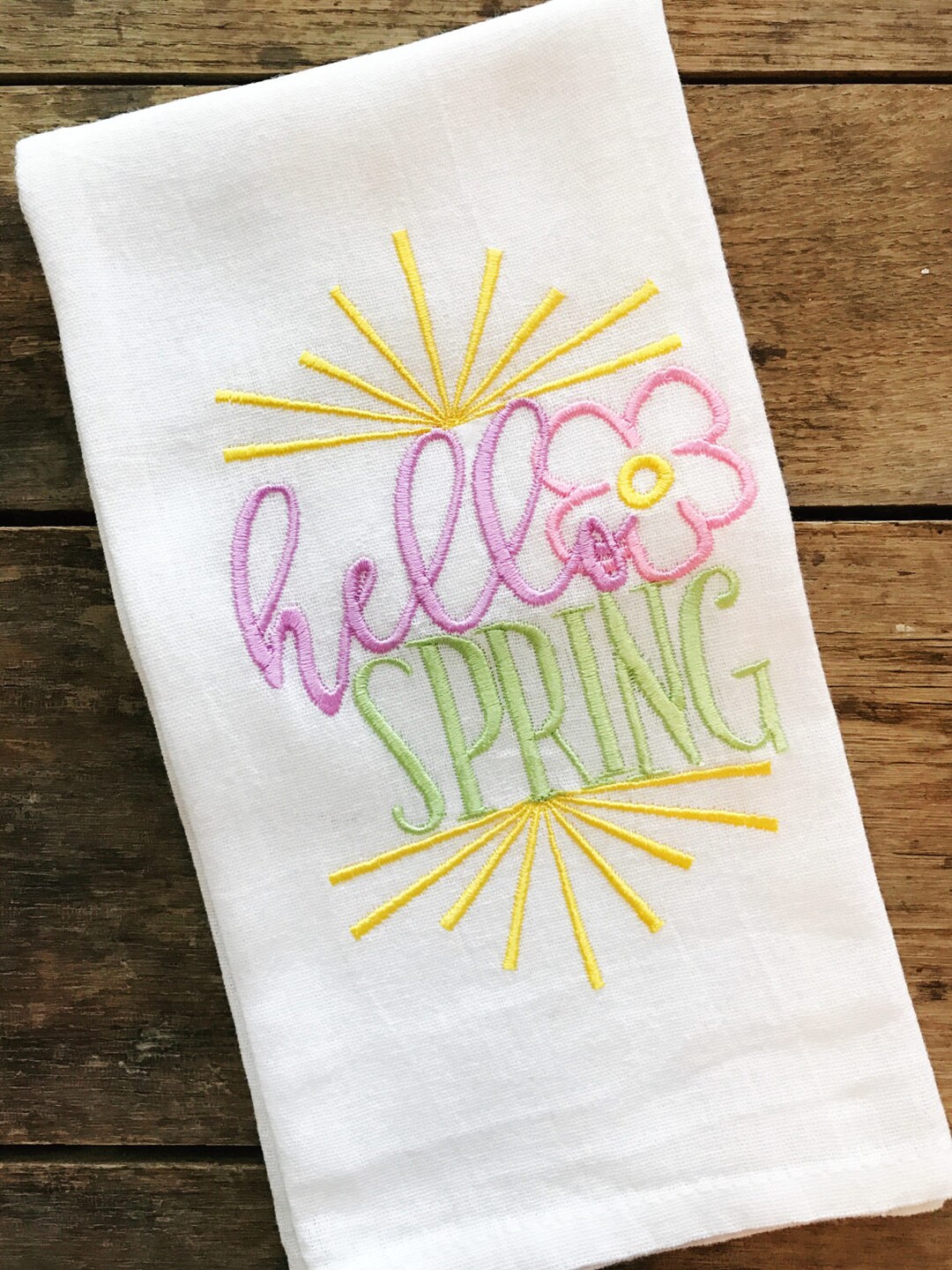 Hello Spring Embroidered Flour Sack Tea Towels, Kitchen,wedding Gift ...