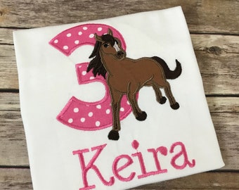 Spirit Riding Free Birthday Shirt, Horse Birthday Shirt, Spirit Horse Embroidered, Applique, Birthday Shirt